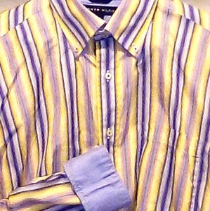 Tommy Hilfiger button front flip cuff shirt Lg